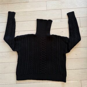 Ralph Lauren Black Cable Knit Cowl Sweater